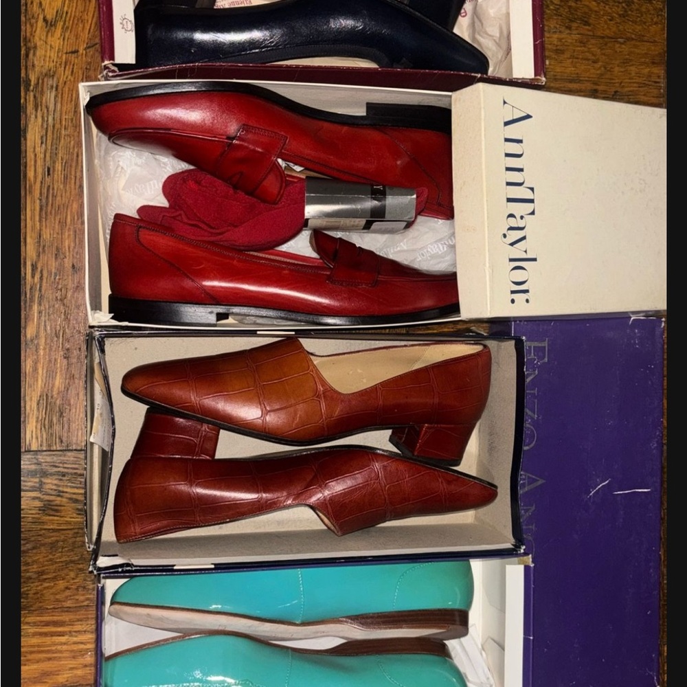 $40 a pair Ann Taylor Red Flats Sleek Leather Design